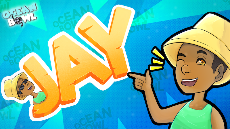 Jay is an energetic, adventurous boy who loves to do anything that involves being in the sea. He’s an advocate of keeping the waters and land of JamRock Bay clean and safe.